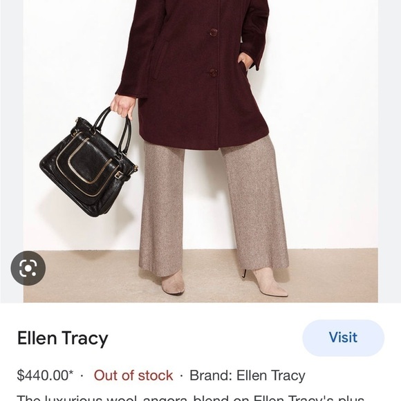 Ellen Tracy Plus Size Wool-Angora-Blend A-Line Walker Coat - Picture 3 of 13